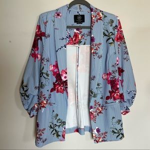 Floral Pinstripe Oversized Blazer